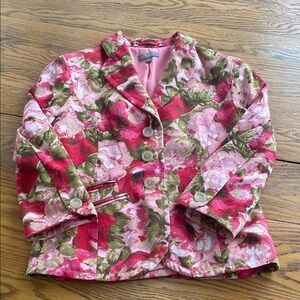 Ann Taylor Pink and Green Floral Blazer